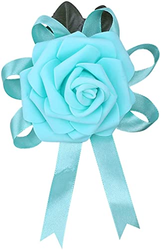 TREEECFCST Ramillete Dama De Honor Boutonniere Novio Broche de Solapa para Novio de Rose para Hombre, Broche para Hombre, Suministros para Bodas de Negocios Hechos a Mano 1026(Color:Mint Green)