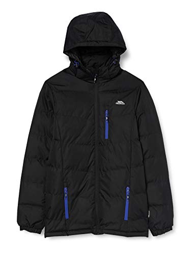 Trespass Blustery, Negro, M, cálido acolchado impermeable chaqueta de invierno con capucha extraíble para hombres, talla M, negro