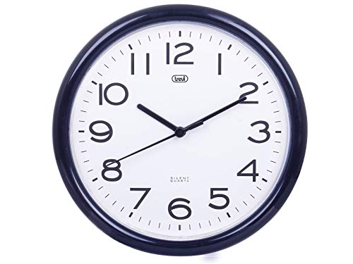 Trevi OM 3301 - Reloj de pared silencioso de 25,5 cm de diámetro con maquinaria de cuarzo, color negro