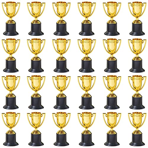Trofeos para Premios Juvale - Paquete de 25 Copas de Plástico doradas como Trofeo para torneos deportivos, competiciones y fiestas, 5 cm x 10 cm x 5 cm