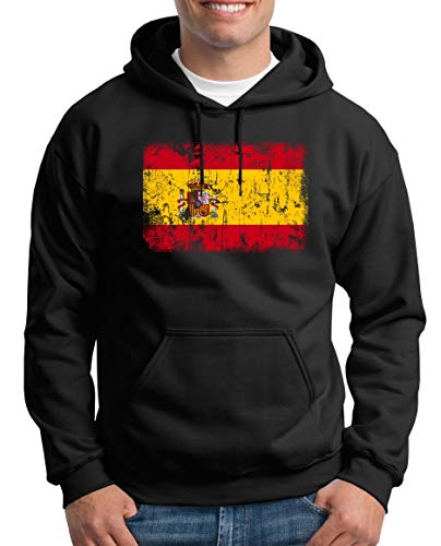 TShirt-People Sudadera con capucha para hombre con bandera vintage de España Negro M