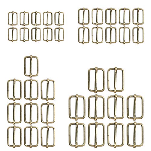 TsunNee 40 hebillas de metal ajustable deslizante, 20 mm, 25 mm, 31 mm, 38 mm, hebillas de pasador de metal, hebillas para bolso de mano, mochila de equipaje, accesorios de bricolaje, bronce