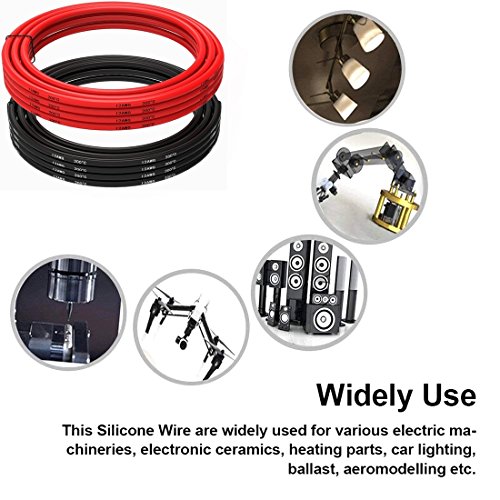 TUOFENG Cable eléctrico de calibre 12 6 metros [3 m negro y 3 m rojo] 12 AWG Cable de silicona Cable de cobre estañado flexible resistencia a alta temperatura