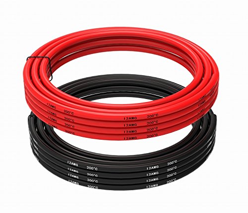 TUOFENG Cable eléctrico de calibre 12 6 metros [3 m negro y 3 m rojo] 12 AWG Cable de silicona Cable de cobre estañado flexible resistencia a alta temperatura