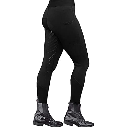 TYTUOO Leggings de silicona para mujer, con agarre suave, para equitación, gimnasio, yoga, medias, pantalones equinos ventilados, activos Jodhpurs, B-negro, S