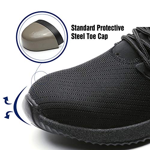 UCAYALI Zapatos de Seguridad con Punta de Acero para Hombre Mujer Zapatillas de Trabajo Puntera Reforzada Calzado de Protección Industria Construcción - Cómodos Ligeros y Antideslizantes(Negro, 39)