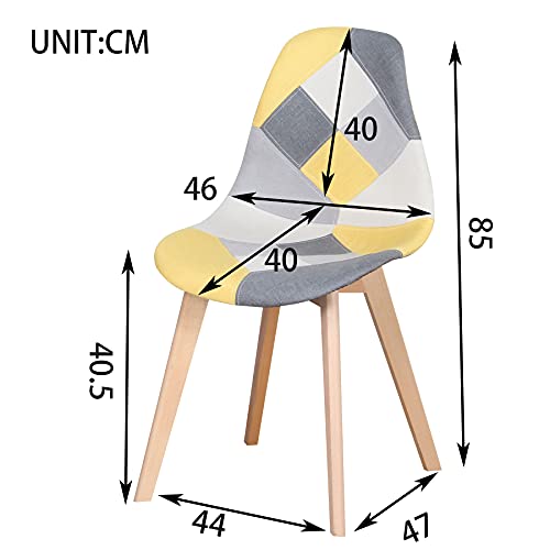 Uderkiny Juego de 4 sillas Silla de Comedor de Retazos Silla de Estilo nórdico para Cocina Comedor Sala de Estar y Restaurante (Amarillo)