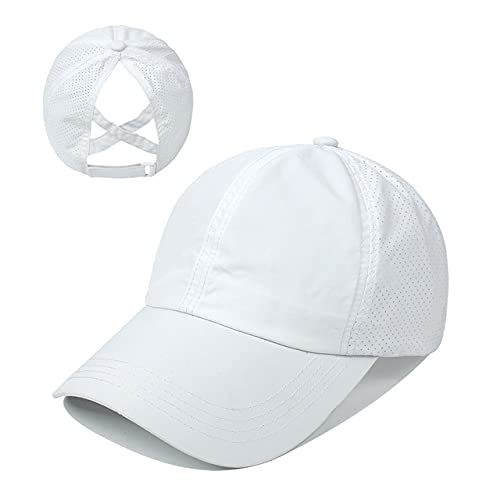 UKKD Gorra de béisbol Gorras De Béisbol para Mujeres Malla Transpirable Viseras Solares Primavera Verano Europeo Deportes Al Aire Libre Crisma Cruz Colin Caballo Sombrero-White