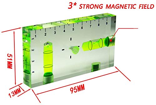 umei Nivel transparente T-Type Multi-funcional Burbuja de dos vías con escala magnética Tamaño 95x51x13mm