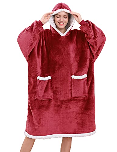 UMIPUBO Mujer Manta de Sudadera con Capucha Sherpa de Gran Jerse De Televisión tamaño Caliente y Esponjoso para Otoño Invierno Talla Grande Hoodie De Manga Larga Moda Sudadera Tops (F, One Size)