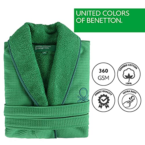 UNITED COLORS OF BENETTON. Albornoz m/l 360gsm Nido Abeja 100% algodón Verde Casa Benetton