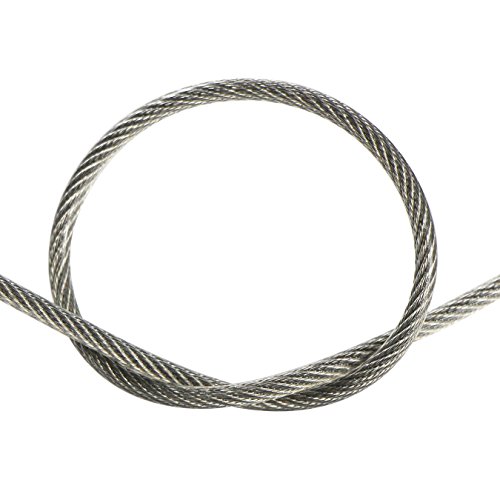 UOOOM Cable de alambre flexible de acero inoxidable de 5 m, diámetro de 3 mm con revestimiento de PVC (5 m + 8 dedales)
