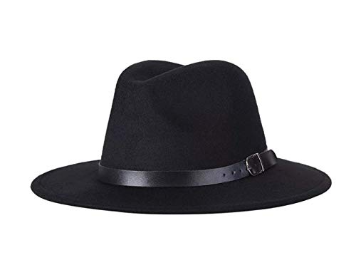 UPSTORE - Sombrero clásico de lana de ala ancha para mujer, con hebilla de cinturón de fieltro Panamá Trilby sombrero de Iglesia Derby Gorra Jazz