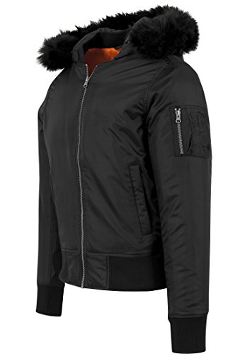Urban Classics Hooded Basic Bomber Jacket Chaqueta, Negro (Black 7), Medium para Hombre