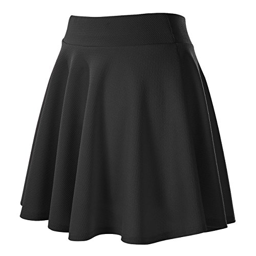urban GoCo Falda Mujer Elástica Plisada Básica Patinador Multifuncional Corto Falda (M, Negro)
