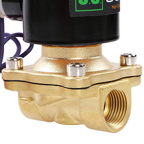 U.S. Solid 12V DC 1/2" G Válvula de solenoide eléctrica Latón Normalmente Cerrado Solenoid Valve Impulsado Directamente para Agua Aire Aceite Viton Material del sello