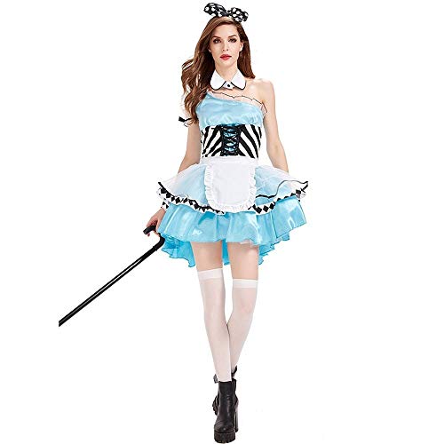 Uteruik Vestido de sirvienta Disfraz de cola de milano Falda con diadema Collar Cosplay Fancy Dress Halloween Fiesta de Navidad Traje para mujeres