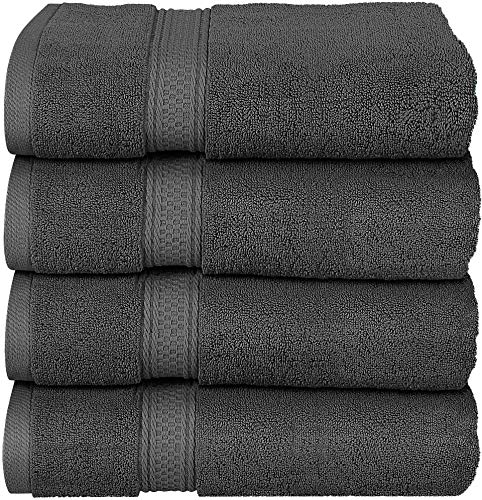 Utopia Towels - Conjunto de Toallas de baño (Paquete de 4, 69 x 137 cm) Toallas de algodón 100 por ciento Ring-Spun para Hotel y SPA, máxima suavidad y Altamente Absorbente (Gris)