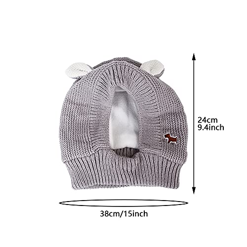 UxradG Oreja de perro lindo protector de oído de perro alivio de ruido suave tela resistente al viento protección invierno capucha perro para aliviar la ansiedad y calmar (gris)