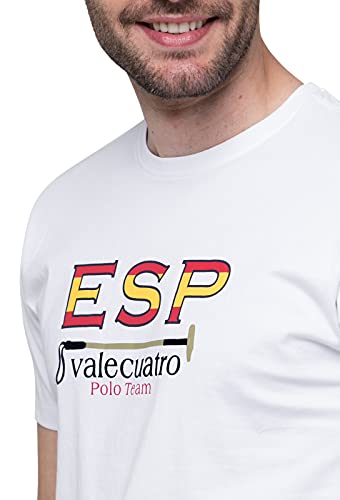 Valecuatro Camiseta Básica para Hombre en Algodón, Camiseta de Polo con Bandera España