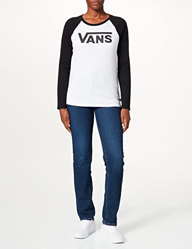 Vans Flying V LS Raglan Camisa Manga Larga, Multicolor (White-Black Yb), 38 (Talla del Fabricante: Medium) para Mujer