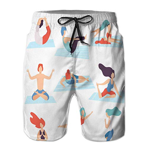 vbndfghjd Pantalones Cortos Casuales para Hombre Troncos de natación Pantalones Cortos de Playa para Personas en Posiciones de Yoga, Hombres y Mujeres M