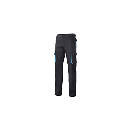 VELILLA - Pantalón Bicolor Multibolsillos con Refuerzo de Tejido 103004 Hombre Negro-Celeste 48