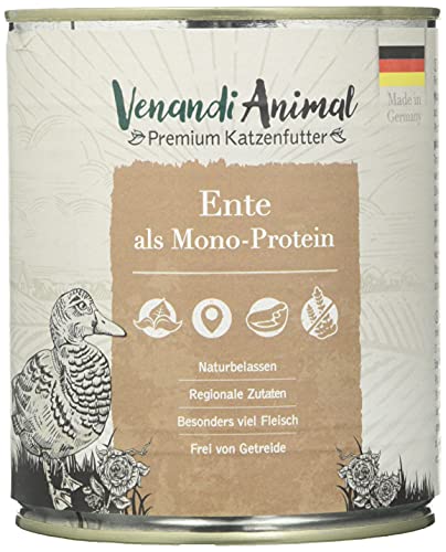 Venandi Animal - Pienso Premium para Gatos - PAQUEE DE Prueba III 1*Pollo, 1*Pato, 1*Ternera 1*Caballo, 1*Ternero, 1*Pavo - Completamente Libre de Cereales - 6 x 800 g