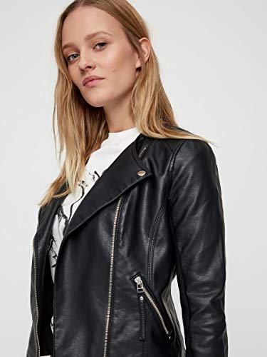 Vero Moda Vmria FAV Short Faux Leather Jacket Noos Chaqueta, Negro (Black Black), 44 (Talla del Fabricante: X-Large) para Mujer