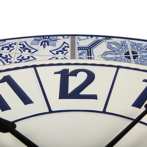 Versa Dingli Reloj de Pared Silencioso Decorativo para la Cocina, el Salón, el Comedor o la Habitación, Medidas (Al x L x An) 60 x 4 x 60 cm, Metal, Color Azul y blanco