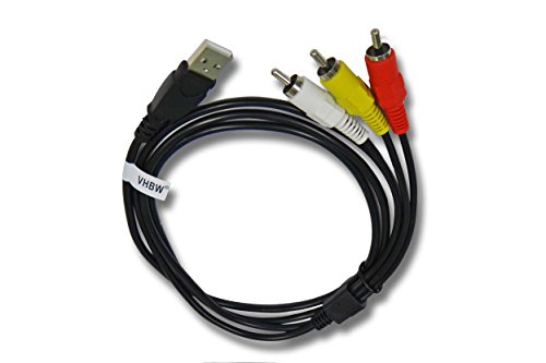 vhbw Cable AV de USB a Cinch Compatible con Reproductores HDD, Sistemas AV estéreo -Clavija USB A 2.0 a Clavija 3 Cinch, 1,4m, Negro