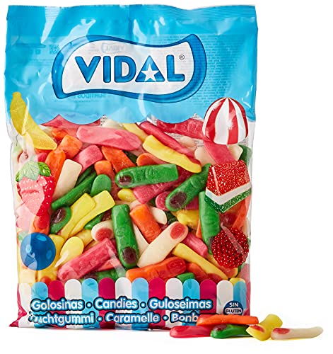 Vidal Golosinas, Dedos Surtidos, Caramelo de Goma con Un Inconfundible Sabor. Colores Atractivos, Rosa/Amarillo/Naranja/Verde, Mezcla de Frutas, 1.5 Kg