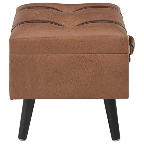 vidaXL Taburete Almacenamiento Asiento Silla Banquillo Entrada Aparador Arcón Baúl Mueble Organizador Almacenaje 40 cm Marrón Cuero Sintético