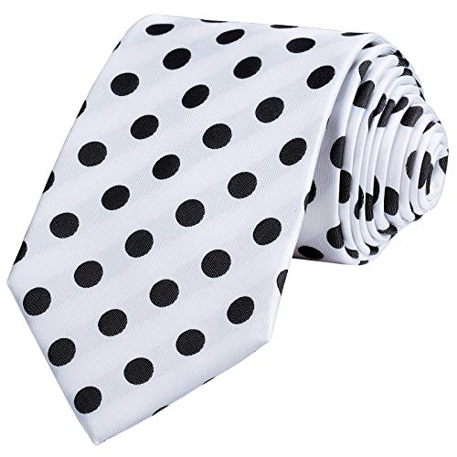 Vinlari Corbata Hombre Pañuelo Conjunto de Pinzas para Corbata Boda Conjunto Seda Pañuelo Negocio Elegante Estilo Casual Corbata Blanco