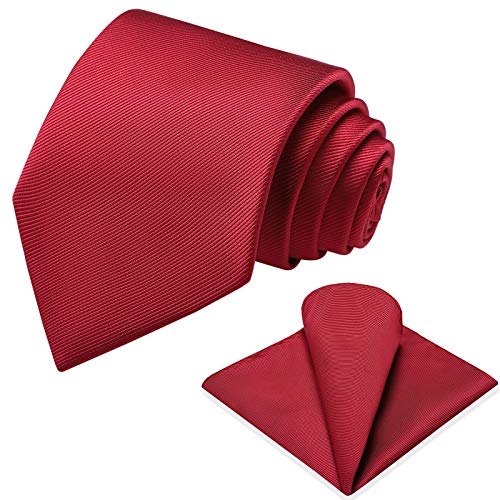 Vinlari Corbata Hombre Pañuelo Corbata Boda Conjunto Seda Pañuelo Negocio Elegante Estilo Casual Corbata Rojo
