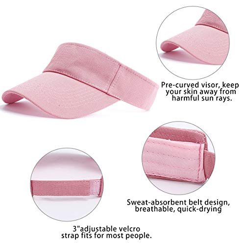 Viseras para Mujeres - Visor Gorras, Sombrero de Velcro Ajustable 1/2 Gorra Deportiva Protección UV Viseras (Rosa)