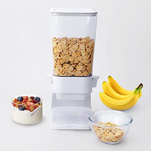 Viudecce Encimera del Dispensador de Alimentos Secos Dispensador de Cereales, La Abertura del DiseñO de la Rampa No Aplasta el Cereal, Puede Contener Cereales, Color Blanco Caramelo