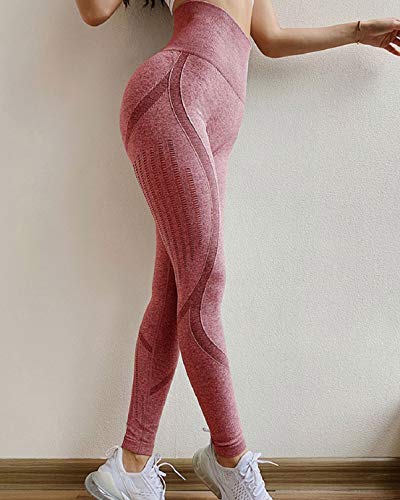 Voqeen Pantalones de Adelgazantes Mujer Leggins Reductores Adelgazantes Leggings de Yoga Tie-Dye Anticeluliticos Cintura Alta Mallas Fitness Push Up para Deporte Mallas (E - Rojo, L)