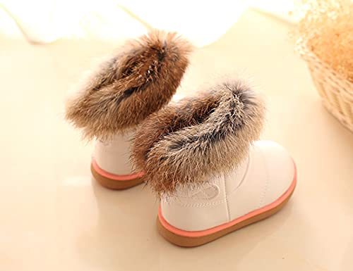 Vorgelen Botas de Nieve para Niños Invierno Felpa Botines Calentar Botas de Nieve Bebés Antideslizantes Zapatos Botas (Blanco - 28 EU = Etiqueta 29)