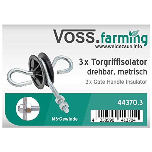 VOSS.farming 3X Aislador para Puertas de Pastor eléctrico, de polea y con Tornillo de Rosca métrica M6