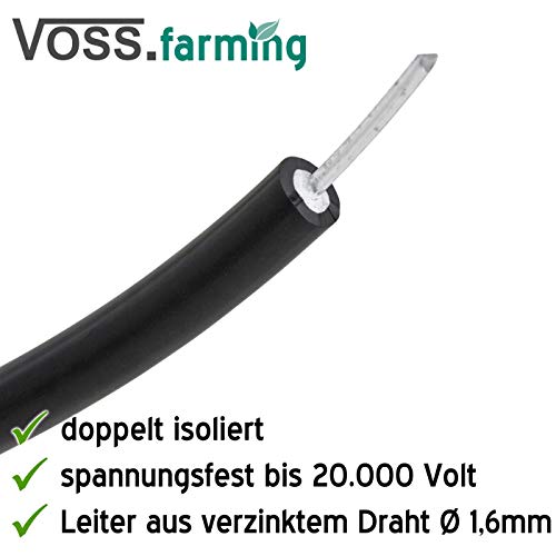 VOSS.farming 50m Cable de Alta tensión y Cable subterráneo Ø 1,6 mm, para Pastor eléctrico y Cable de Tierra