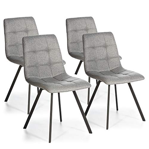 VS Venta-stock Set de 4 sillas Comedor Mila tapizadas Gris Claro, certificada por la SGS, 58 cm (Ancho) x 45 cm (Profundo) x 86 cm (Alto)