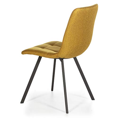 VS Venta-stock Set de 4 sillas Comedor Mila tapizadas Mostaza, certificada por la SGS, 58 cm (Ancho) x 45 cm (Profundo) x 86 cm (Alto)