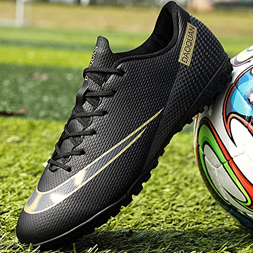 VTASQ Zapatos de fútbol para niños Entrenamiento al Aire Libre Zapatos de fútbol Ligeros Resistentes al Desgaste para Adolescentes Zapatos de fútbol de Verano Primavera para niños Negro 38 EU