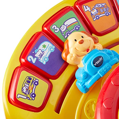 VTech - Volante loco, Juguete para bebés +12 meses, 3 modos de juego, Enseña animales, vehículos, seguridad vial, opuestos, más de 60 canciones, melodías, frases y sonidos, multicolor (80-166622)