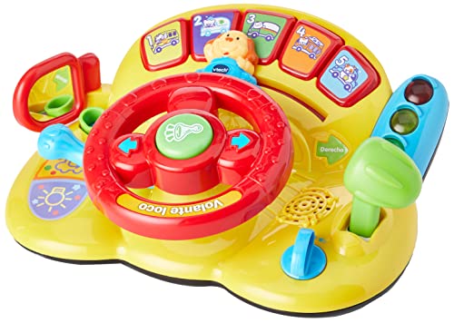 VTech - Volante loco, Juguete para bebés +12 meses, 3 modos de juego, Enseña animales, vehículos, seguridad vial, opuestos, más de 60 canciones, melodías, frases y sonidos, multicolor (80-166622)