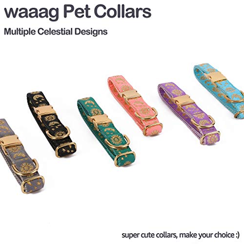 waaag Collar de perro con diseño de lunas, diseño de estrellas y lunas, collar de perro, collar de perro celestial, collar de perro de 40,64 cm a 61 cm