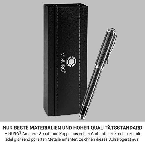 Warehouse Premium - Bolígrafo de tinta de carbono (metal, con tapa y estuche), color negro Carbon King PREMIUM