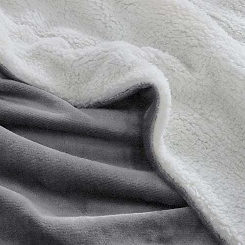 Wavve Manta Sherpa Franela Reversible 220x240 cm, Manta Polar para Cama 135/150, Manta de Microfibra Grande para Sofá, Sobrecama Suave, Caliente, Transpirable para Invierno (240x220 cm, Gris)
