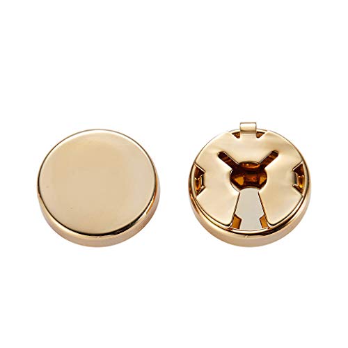 WE-WHLL 1 par de Botones de puño Redondo de latón para Camisa Formal de Boda Cubre Botones Formales para Hombre Gemelos de imitación-Oro